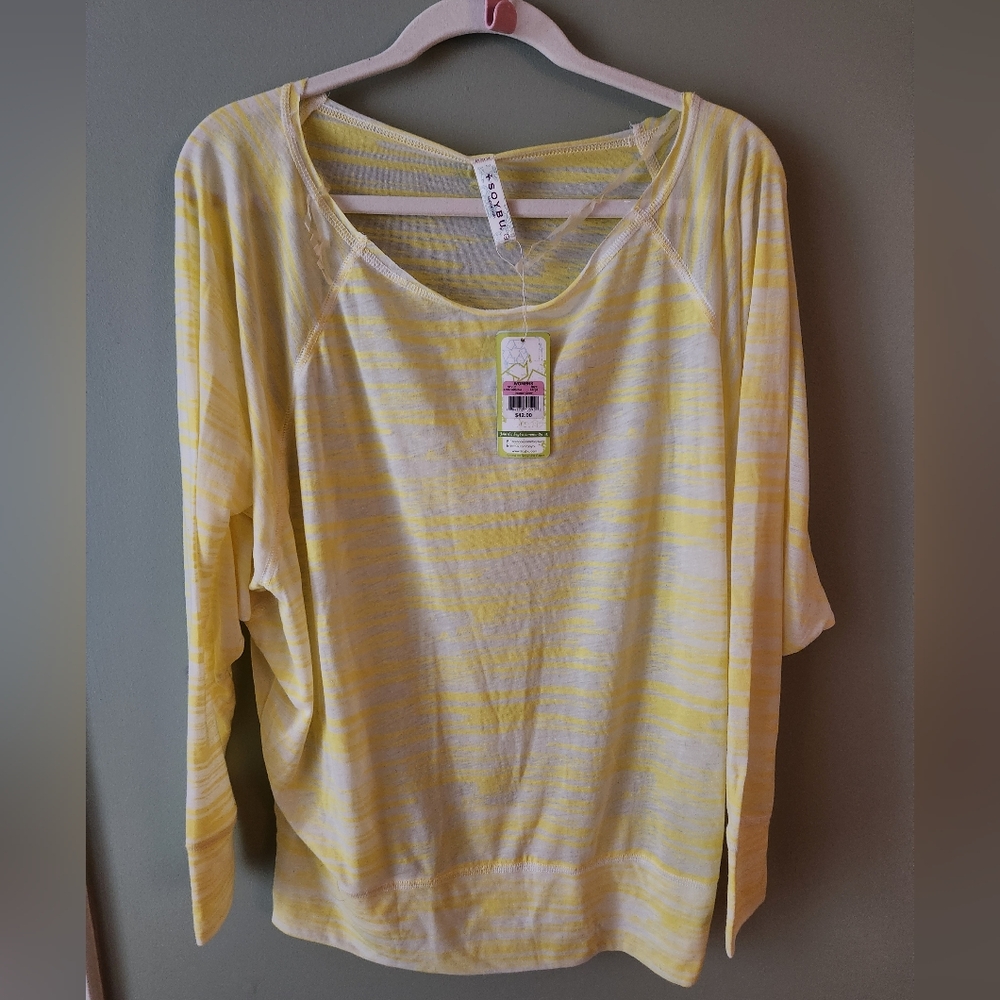 Soybu Yellow and White Striped Blouse